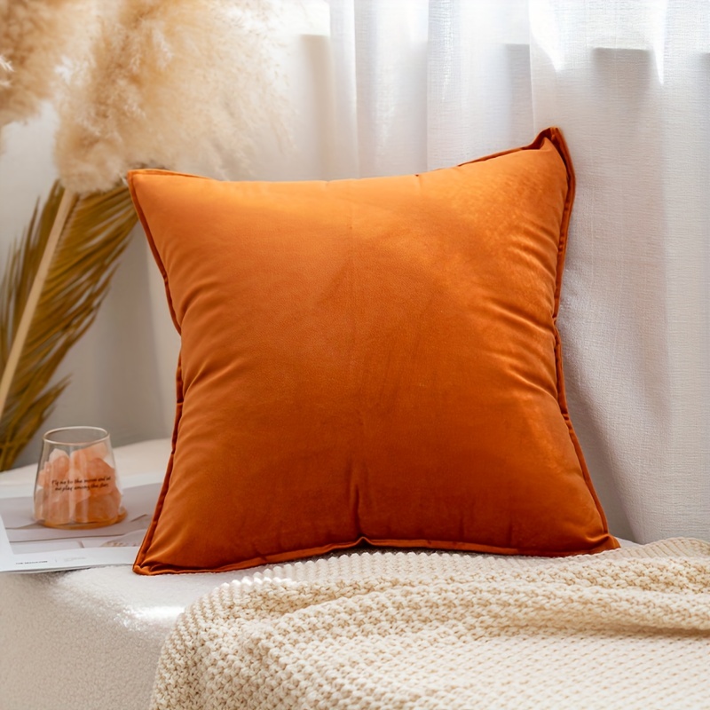 Luxury Velvet Cushion Cover Solid Color Throw Pillow Case - Temu