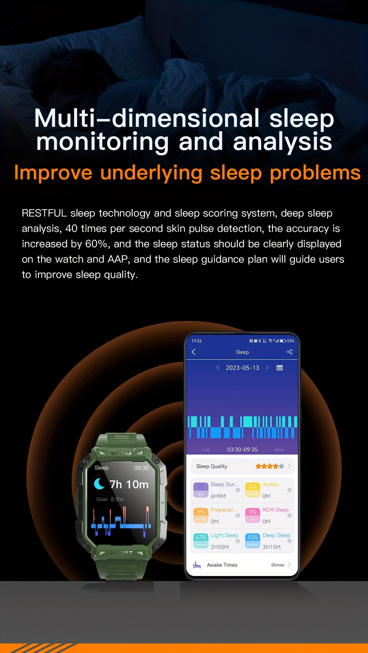 Blood Glucose Monitoring Smartwatch Fitness Tracker With Blood