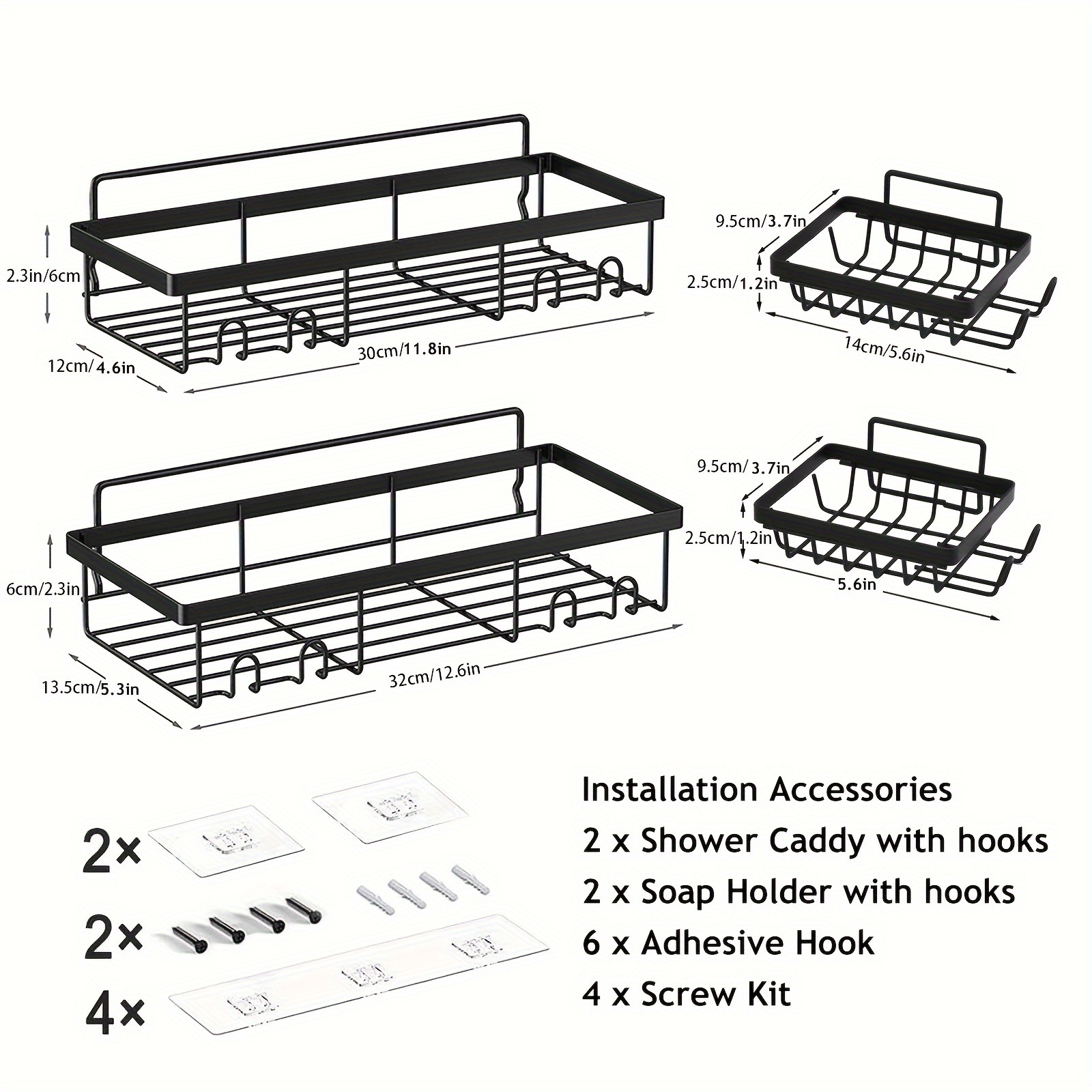 Shower Caddy Basket Shelf Set w/soap holder