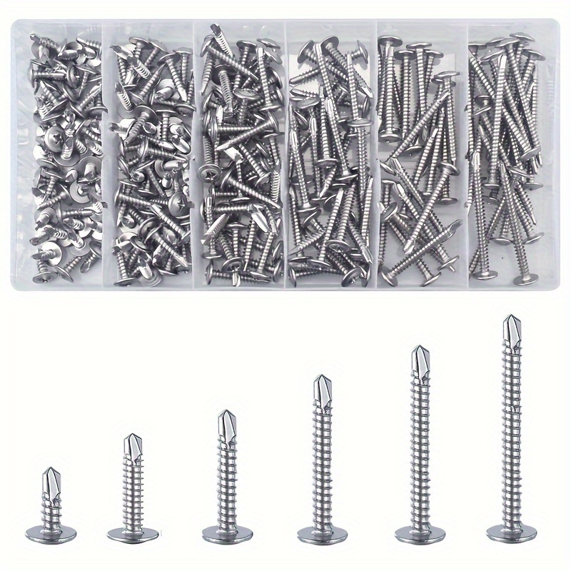 

210pcs 410 Stainless Steel Cross Round Head With Pad Self Drilling Self Tapping Screw With Pad For Warsaw Drill Tail Dovetail Screw Nail Din7504hw