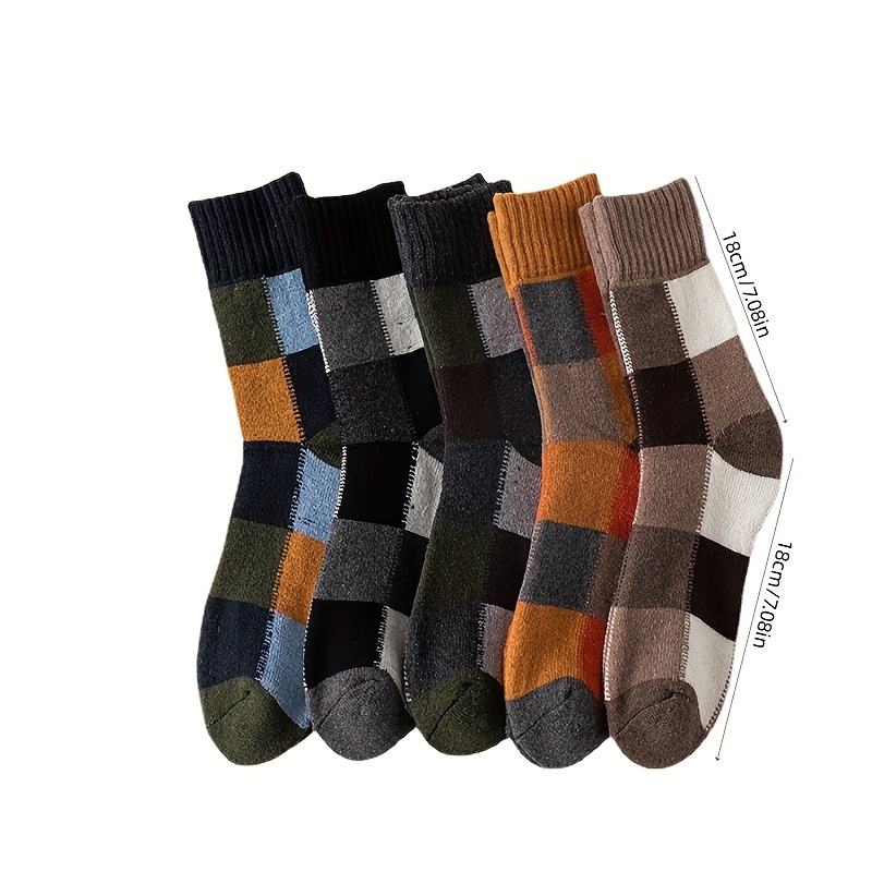 5 Pairs Ruffle Plaid Rabbit Wool Warm Socks