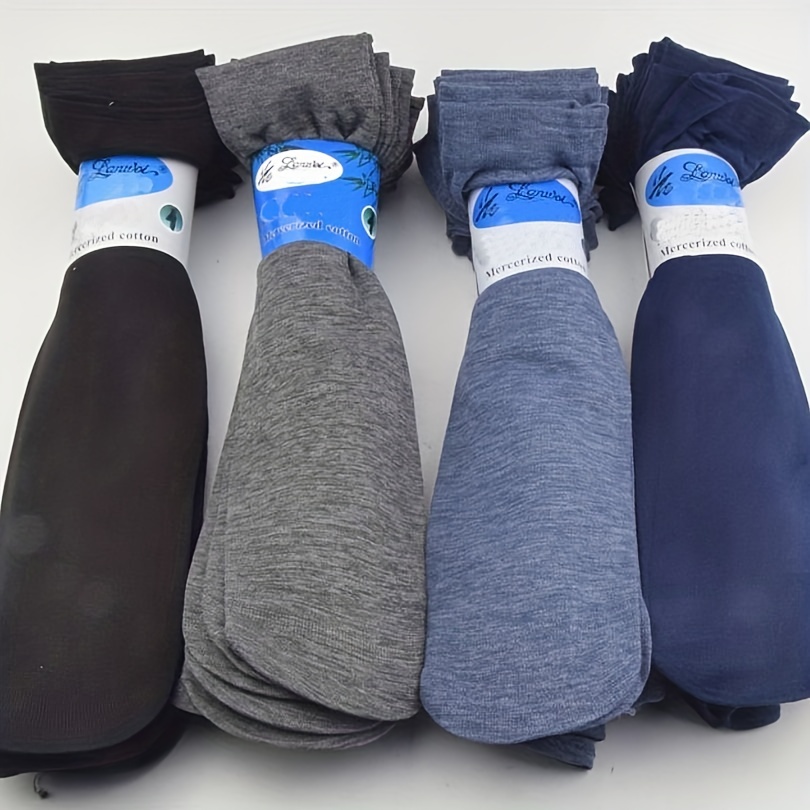 10 Pairs Thin Men's Mercerized Cotton Socks Breathable Absorbs Sweat Short  Sock