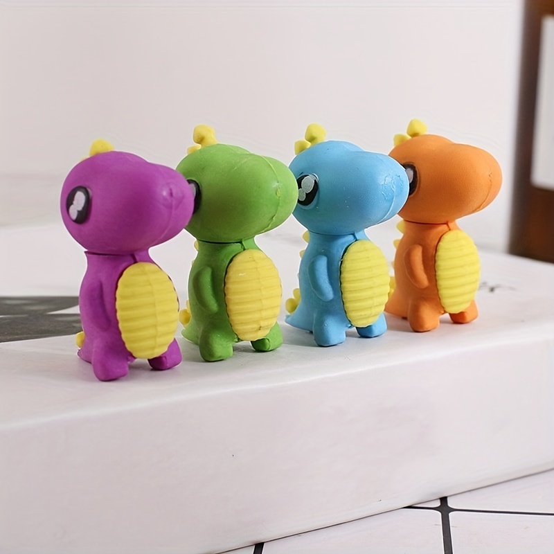 4 Pcs Dinosaur Pencil Eraser Set Kids School Supplies
