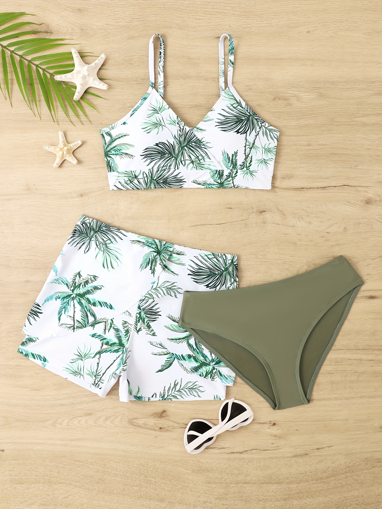 Women Floral Swimwear Tankini Set Bikini Top Boys Shorts Swimsuit Beach  Bathing Suit Plus Size