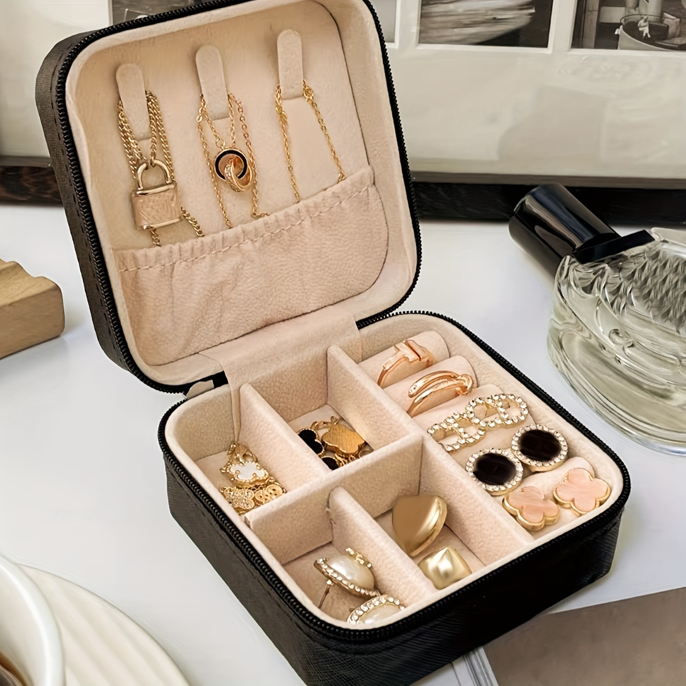 Pu Leather Small Jewelry Box Travel Portable Jewelry - Temu