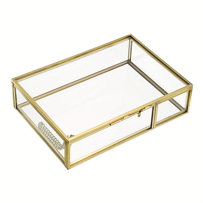 Gouden messing glazen sieraden make-up display decoratieve toren doos voor het