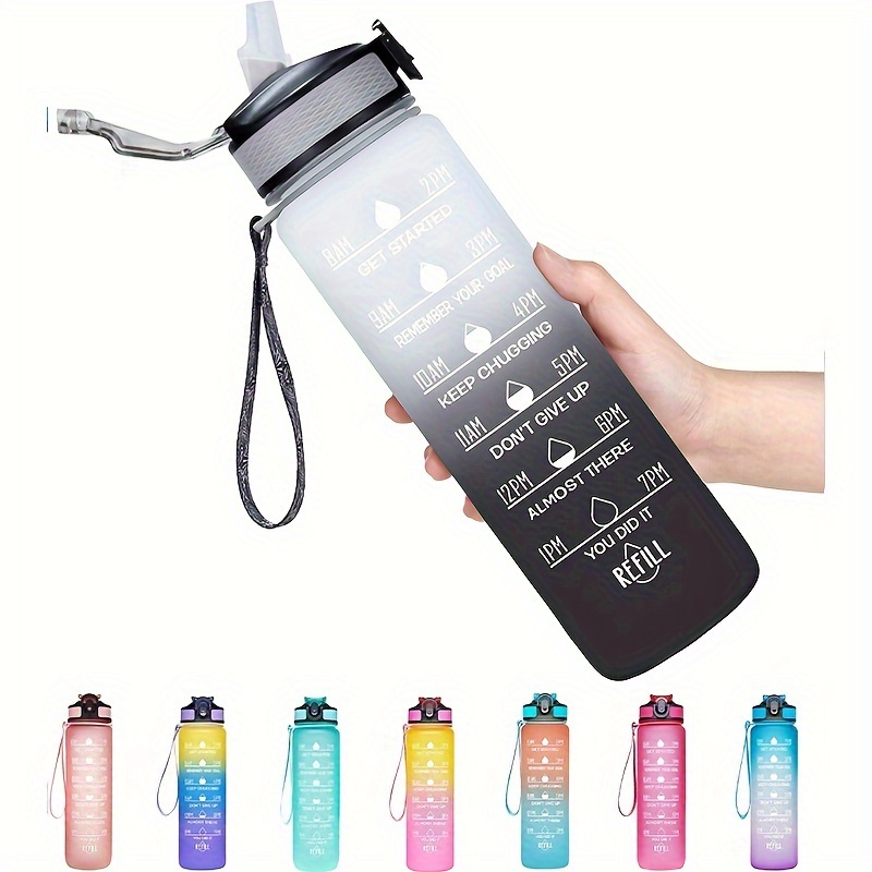 Plastic Water Bottle Straw Hiking Portable Drinking Bottle