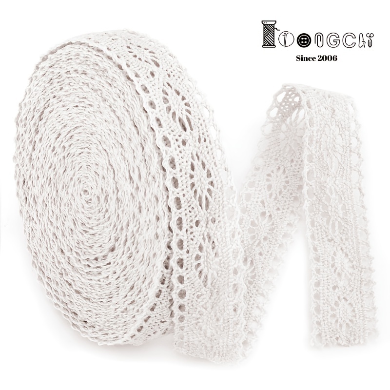 IDONGCAI Eyelet Lace Trim Ivory White Cotton Lace Trim Lace Fabric for  Sewing Embroidery Lace Trim for Home Decor Supply 3.5'' Wide 7 Yards