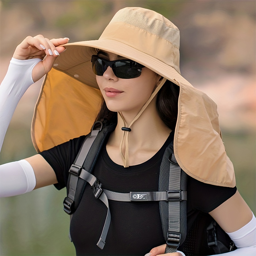 Women Face Mask Sun Hat Wide Brim Bucket Hat Detachable Neck Face