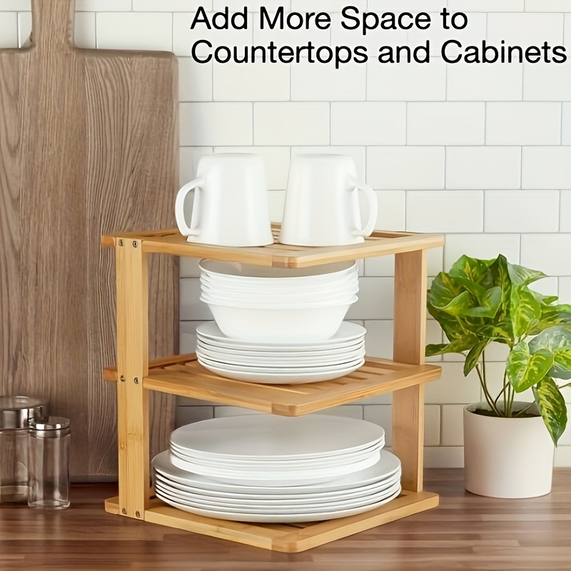3 Tier Cabnet Dish Rack, Dish Storage Rack, Kitchen Corner Shelf Organizer