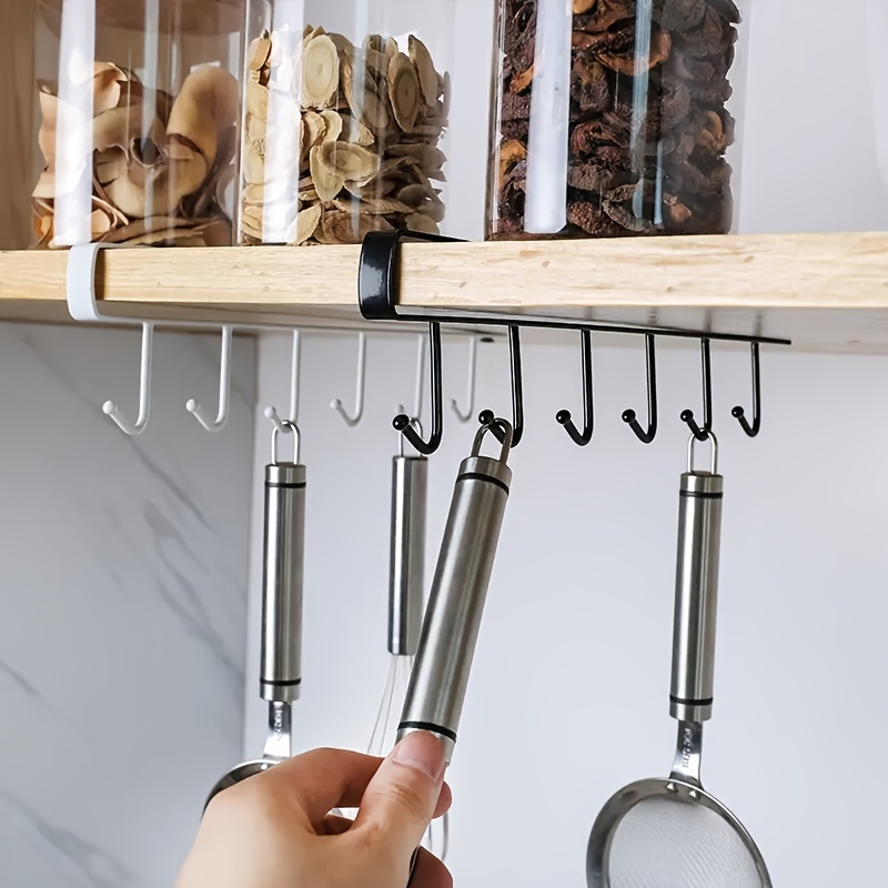 Kitchen Cup Storage Rack With 12 Hooks Under Cabinet Hanging - Temu