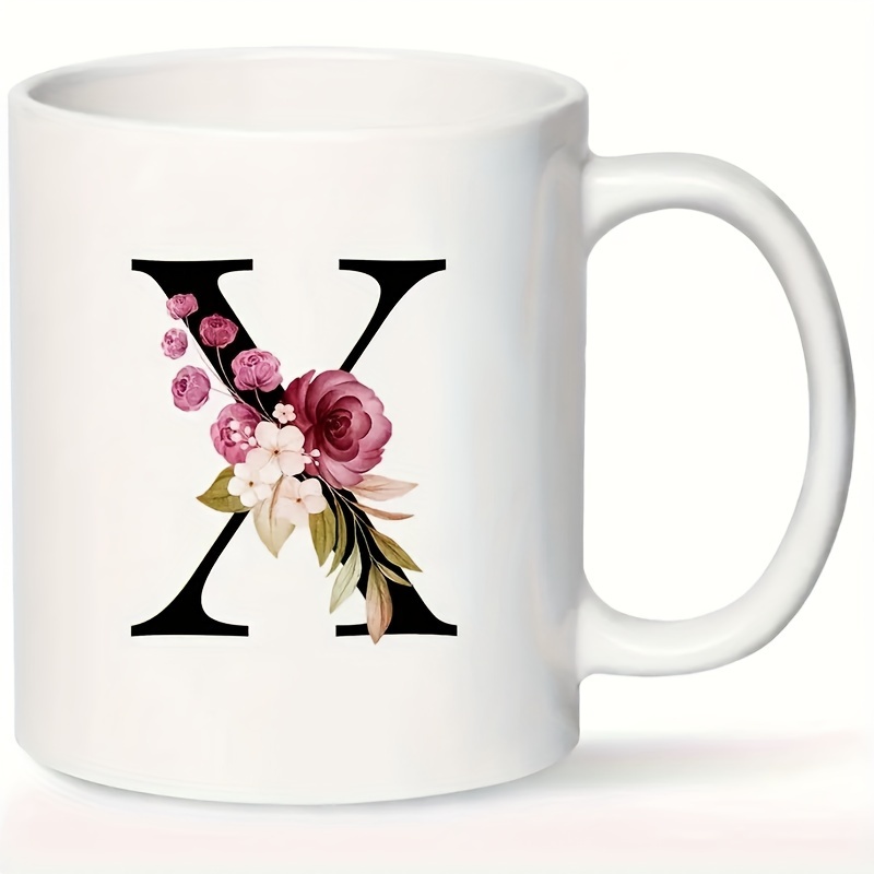 Letter Flower A z Coffee Mug For Office And Home Alphabet - Temu