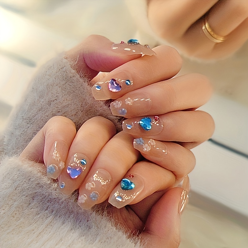 24pcs Press On Nails Medium Coffin Fake Nails White French Tip Ballerina  Acrylic Nails With 3D Bow And Pearl Design Glossy Sweet Valentine's Day  Glue