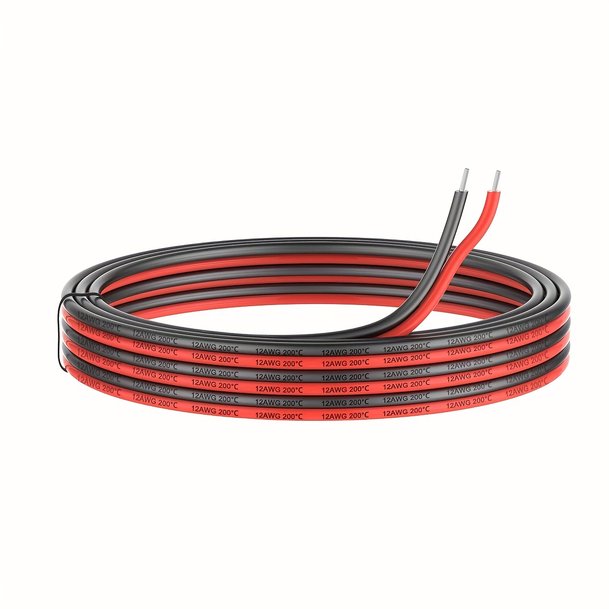 12AWG Silicone Electrical Wire 2 Core Wire 20ft [Black 10ft Red 10ft] 12 Gauge Soft and Flexible Hook Up Oxygen Free Strands Tinned Copper Wire