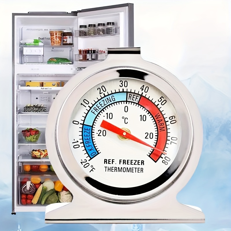 2PCS Stainless Steel Fridge Freezer Thermometer Hanging Gauge Refrigerator  Home 