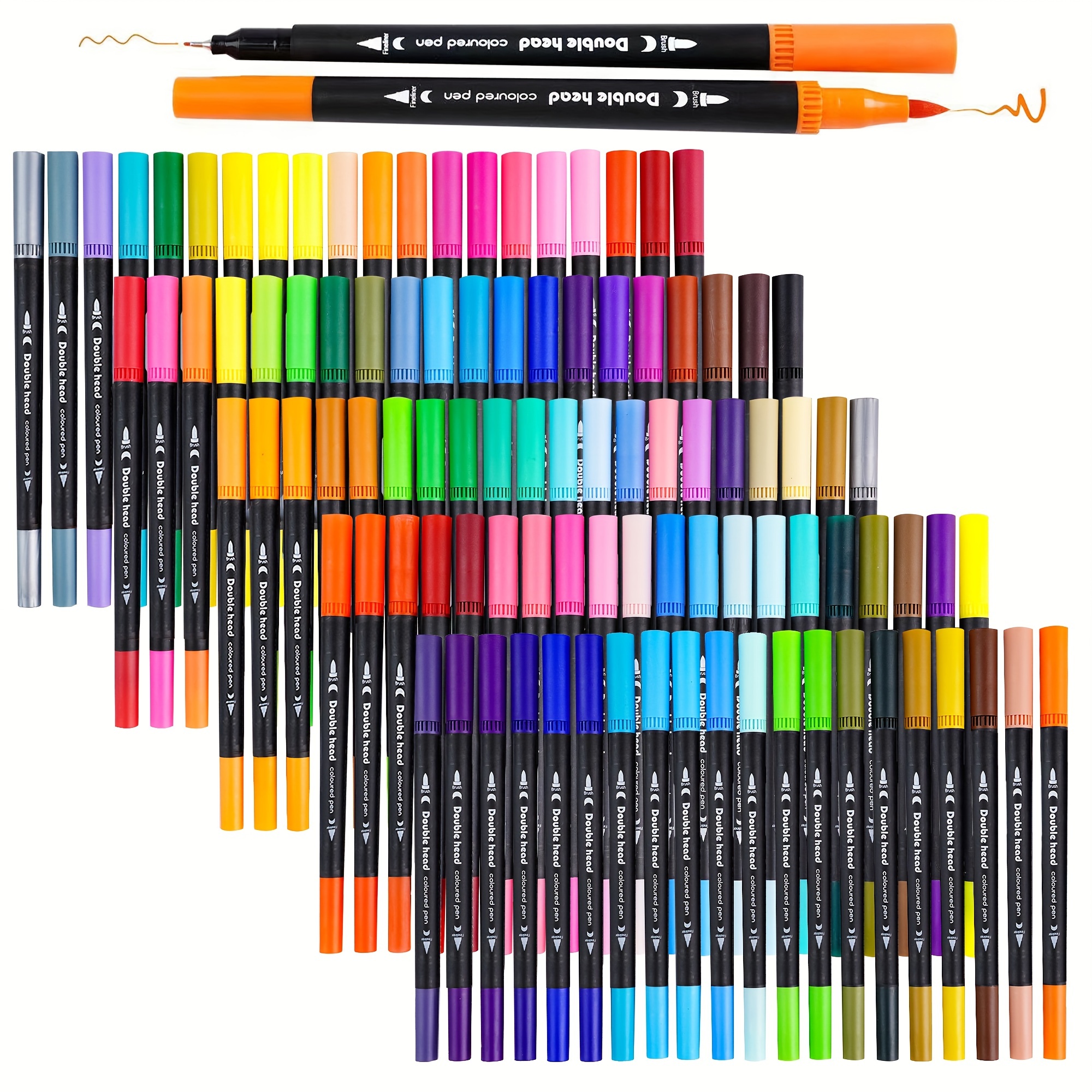 Dual Markers Brush Pens, 36 Fine Point Art Marker, Double Tip Colored Pen  for Adult Coloring Hand Lettering Writing Planner