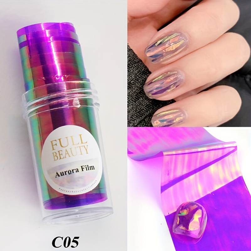 Nail Glass Foil Film Sticker, Glass Aurora Nail Stickers