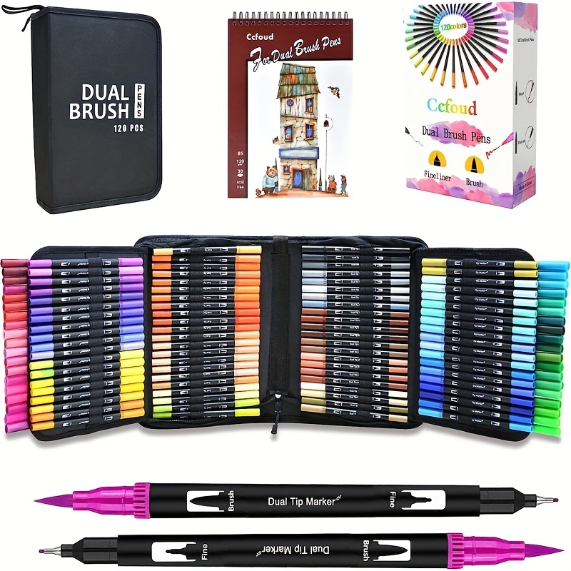 Dual Brush Pens Art Fine Tip Coloring Markers Bullet Journal