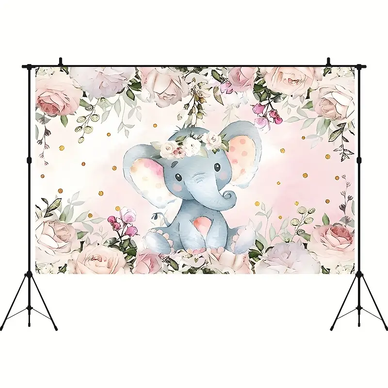 1pc Fondo Elefante Ducha Bebé Floral Rosa Niña Rústico - Temu