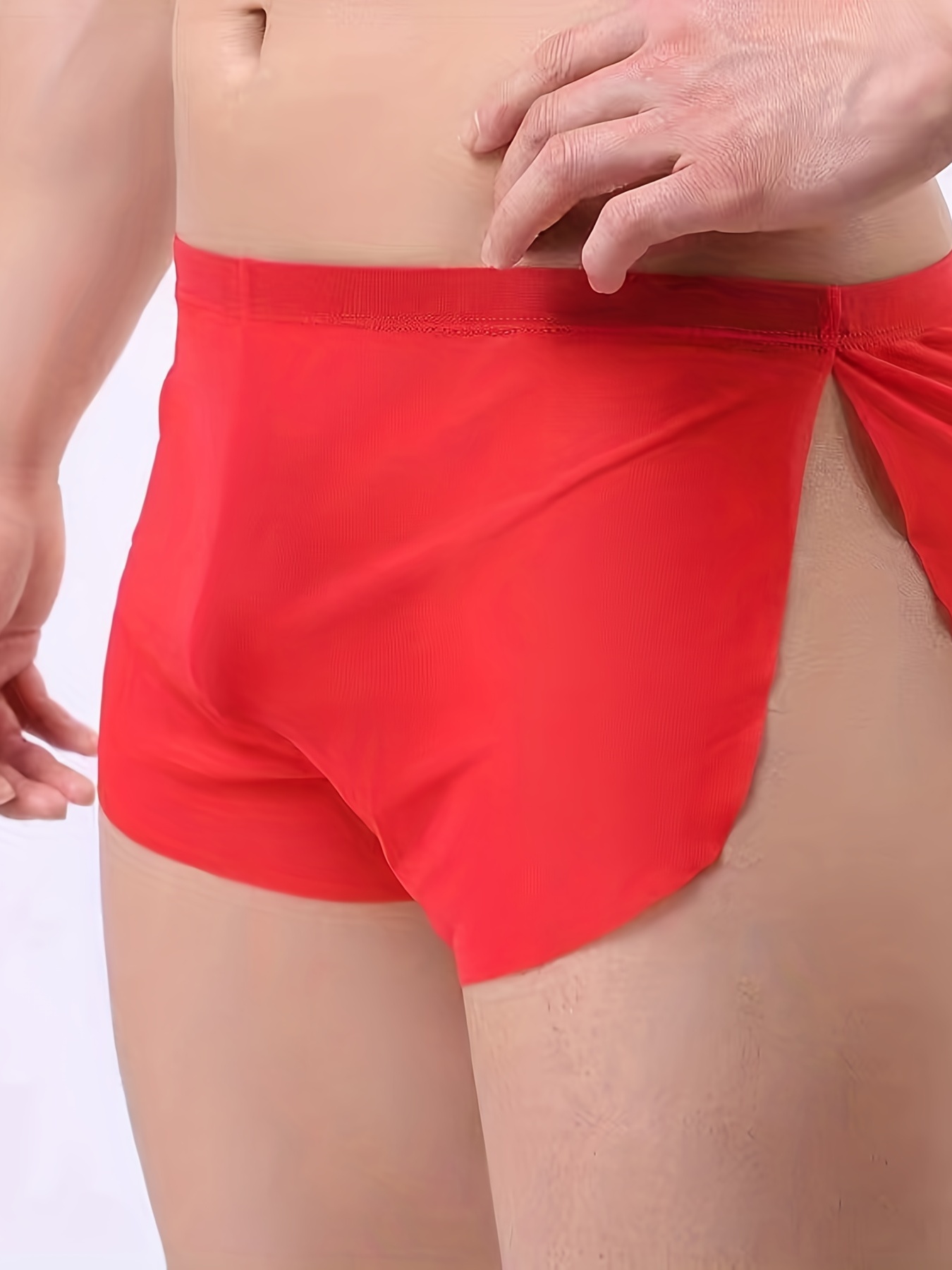 Ice Silk Briefs Mens Low-rise Sexy Underwear Breathable Underpants  See-through