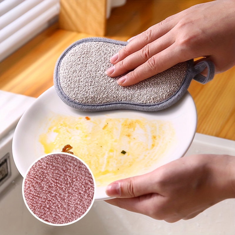 Dish Scrubbing Brush, Pot Scrubber, Microfiber Dish Cloths, Cleaning  Sponge, Scouring Pads, Cleaning Tools, Kitchen Accessories, Kitchen  Gadgets, Cleaning Stuff - Temu