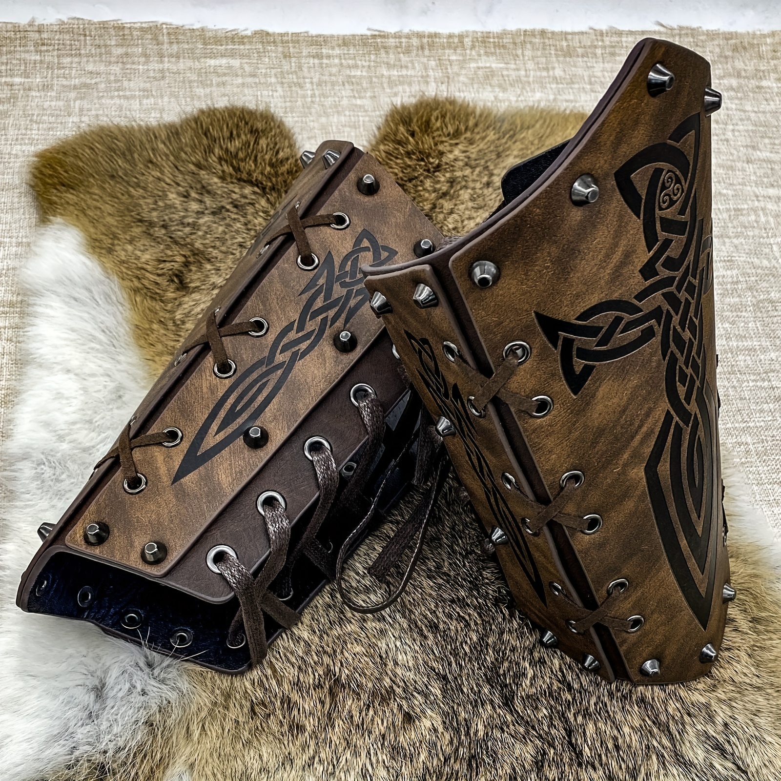 Studded Leather Arm Bracers Medieval Leather Bracers Leather