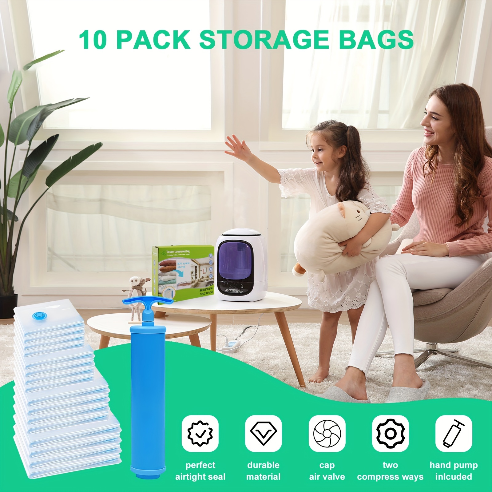 10Pack Vacuum Storage Bags, 40*60cm Vacuum Sealed Space Saver Seal