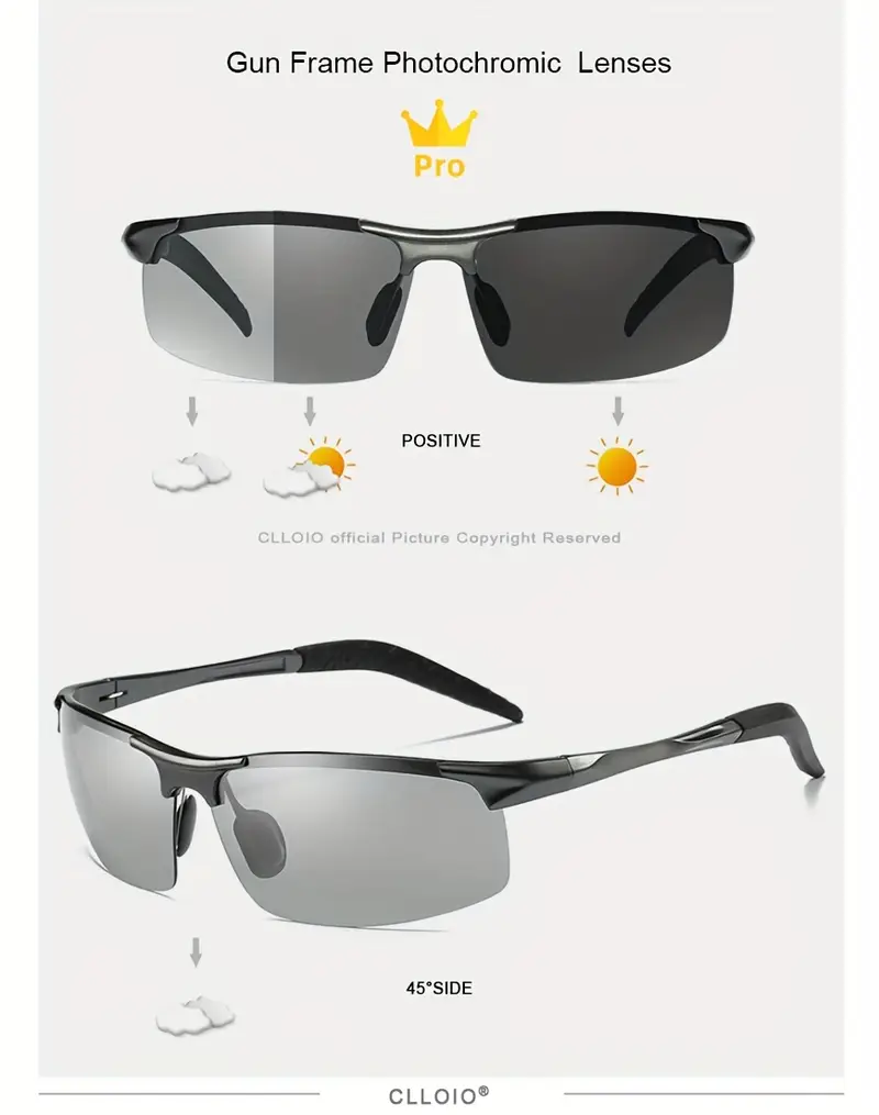 алюминиевые фотохромные мужские поляризованные дневные и ночные очки для вождения хамелеон UV400 антибликовое изменение цвета детали 2