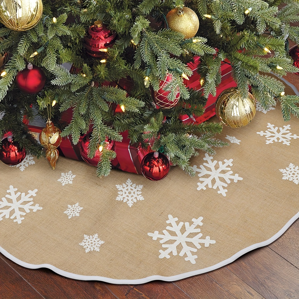 Collier de Sapin de Noël en Velours Blanc avec Nœud Rouge / Diamètre 23,6 Pouces / Housse de Jupe Décorative pour Décoration Intérieure / Convient aux Arbres jusqu'à 7,9 Pouces de Hauteur