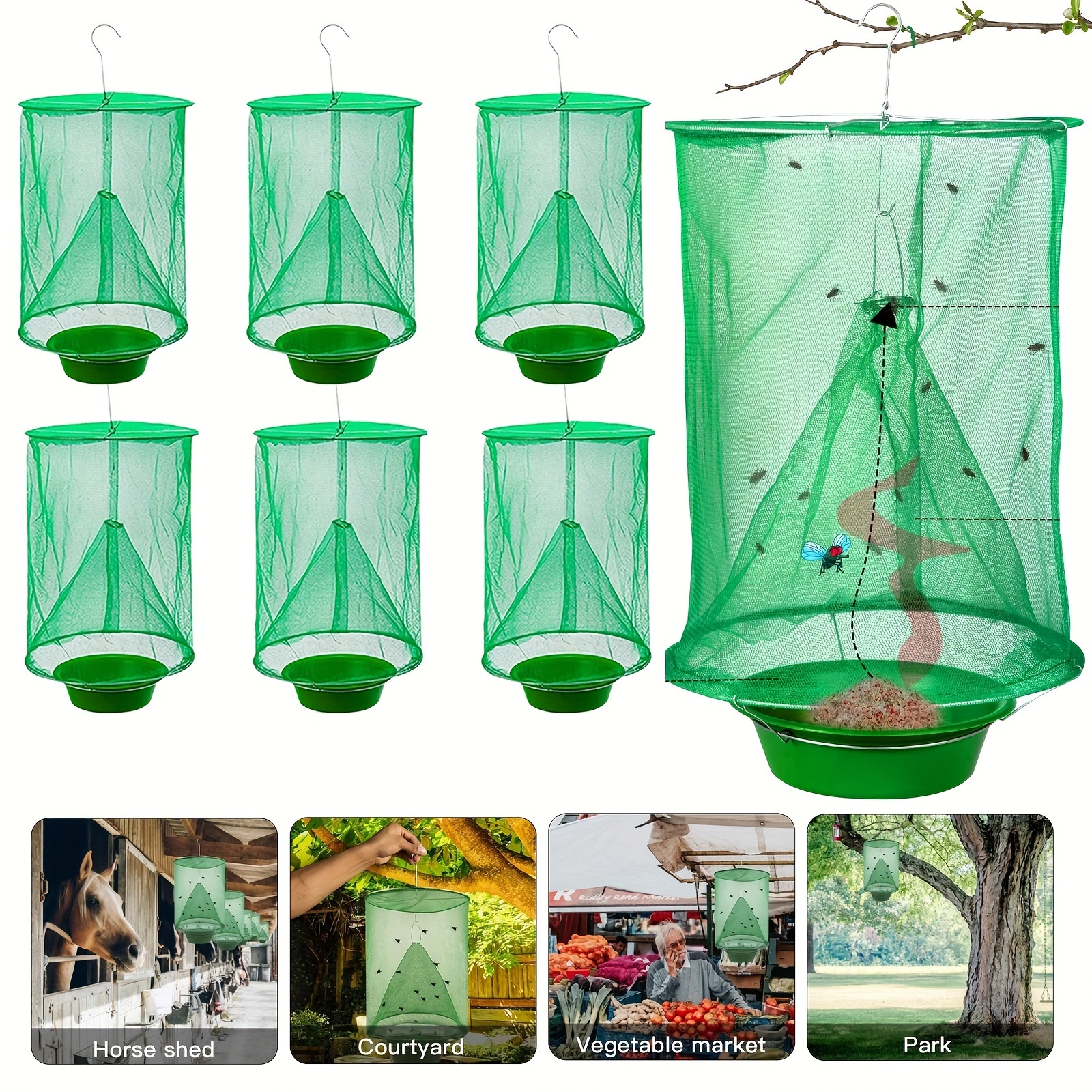 Ranch Fly Trap Reusable Fly Trap With Tray For Indoor Outdoor Hanging  Farms, Stable, Garden, Orchard, Park, Pest Control - Temu