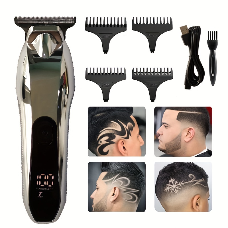 Professional Cordless Hair Clippers for Men - Zero Gapped T-Blade Trimmer  with LCD Display - Rechargeable Electric Beard Trimmer and Hair Cutting Kit  - Perfect Gift for Men