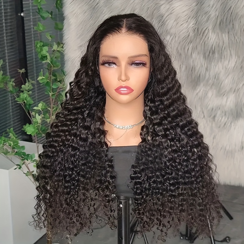 250 Density Long Water Wave Lace Front Wig Brazilian Temu