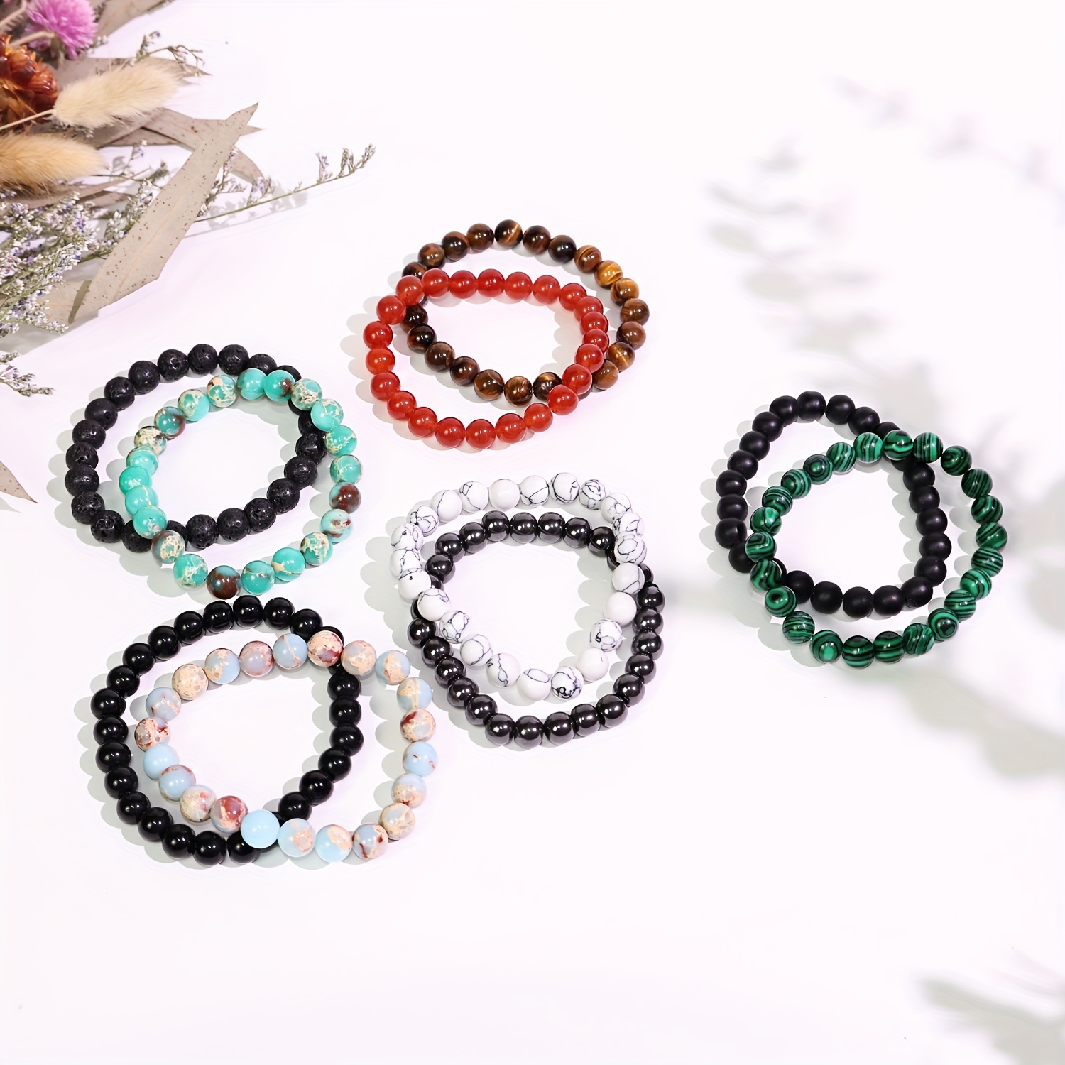 4-8mm Stretchy Stone Bracelets Assorted Natural Gemstone Beads