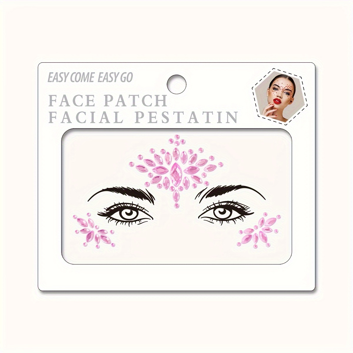 A Sheet Of Sparkling Face Stickers, Resin Material, Perfectly Fitting Stickers, Suitable For Daily Parties And Masquerades