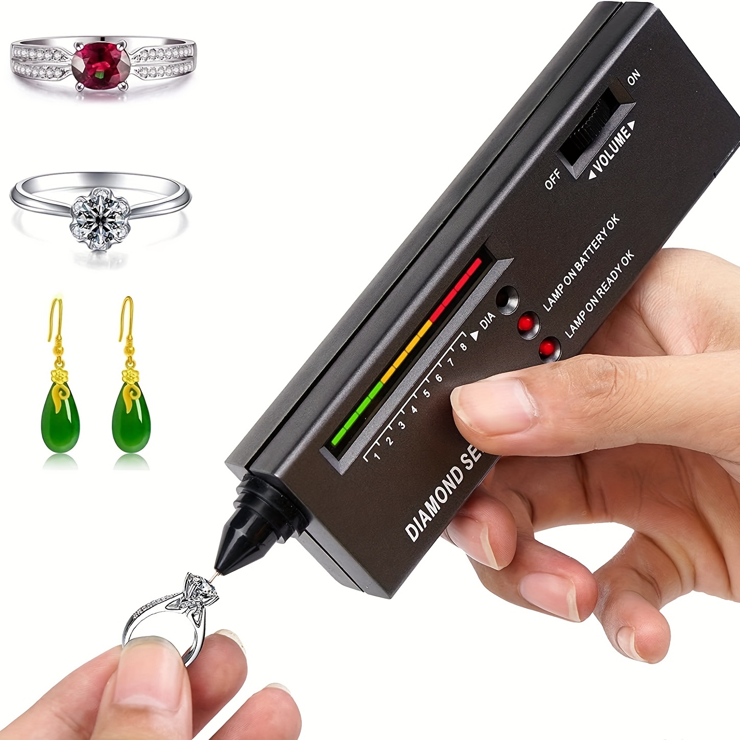 Diamond Tester,High Accuracy Dimond Test Pen,Jewelry Gem Tester  Pen,Portable Electronic Diamond Checker Tool,Professional Diamond Selector  for Novice and Expert(Battery Included) (Diamond Tester)