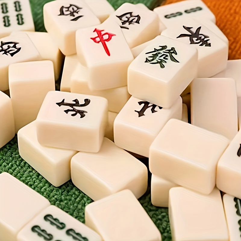 Florauspicious Chinese Mahjong Set - with 146 Tiles, 2 Dice Chinese Style  Game for Travel, Family Gathering, Party