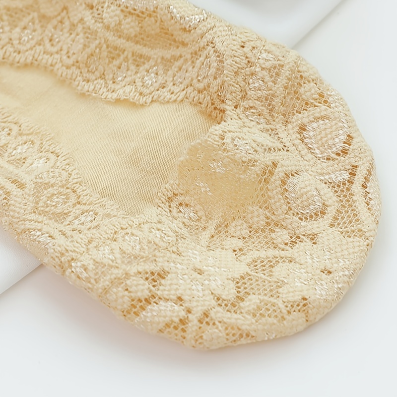 Calcetines para mujer 100 % algodón de encaje antideslizante revestimiento  invisible sin exhibición pedas corte bajo