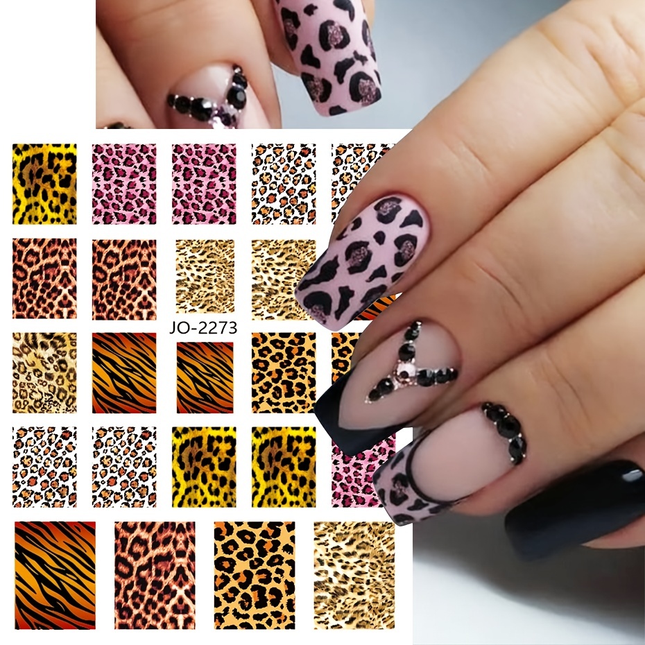 12pcs Leopard Nail Sticker Sexy Tiger Skin Wild Animal Water