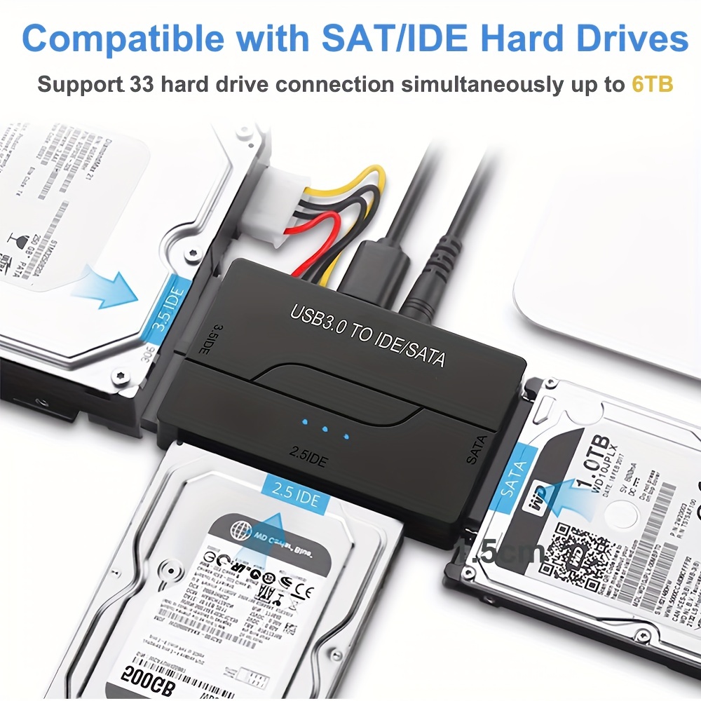Usb 2.0 To 3.0 Adapterusb 3.0 To Sata Hard Drive Adapter For 2.5/3.5 Inch  Hdd & Ssd - 12v Powered