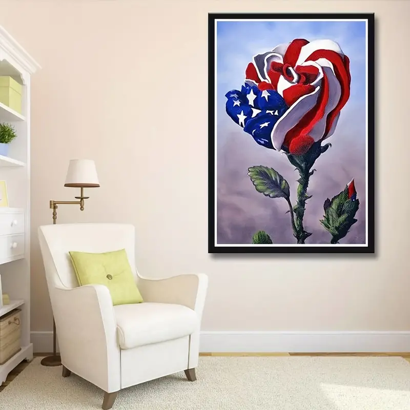 Diamond Painting For Adults 5d Colorful Roses And Flags - Temu