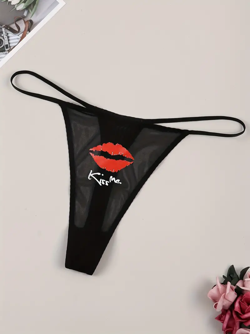 Plus Size Sexy Thong Women's Plus Seamless Kiss Slogan - Temu