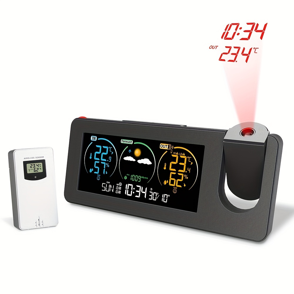 Reloj despertador digital con repetición con temperatura, humedad, fecha,  inteligente, luminoso, volumen ajustable, brillo para escritorio, oficina,  v