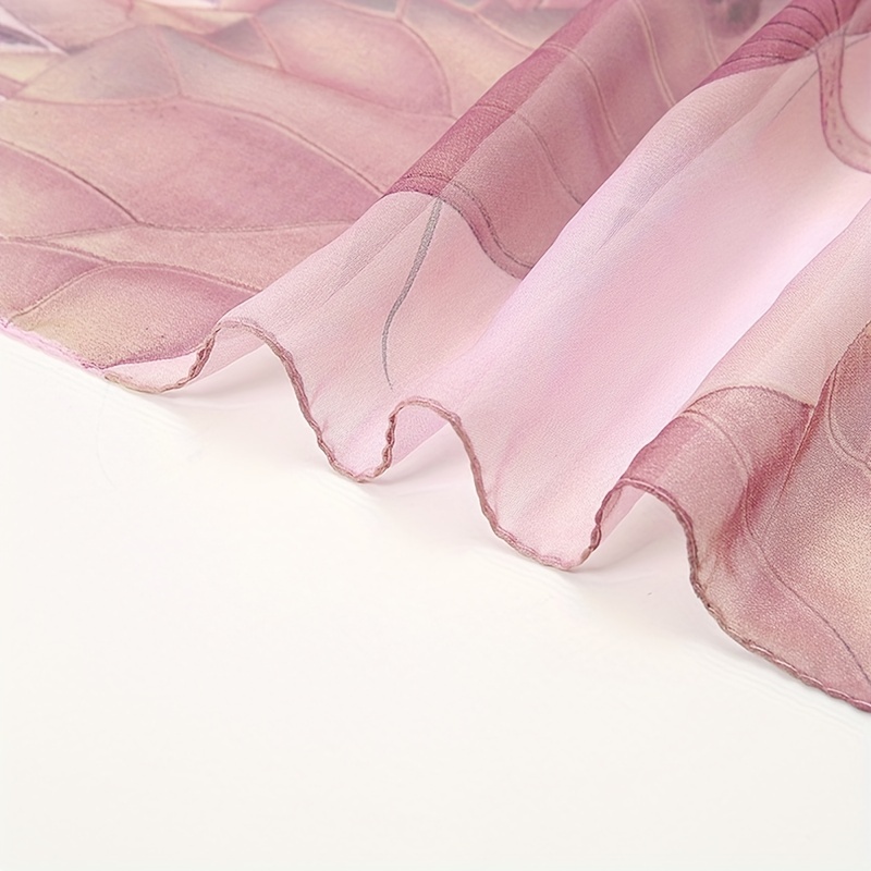 Lotus Pattern Chiffon Scarf Lightweight Soft Shawl Sunscreen Beach Yarn Towel