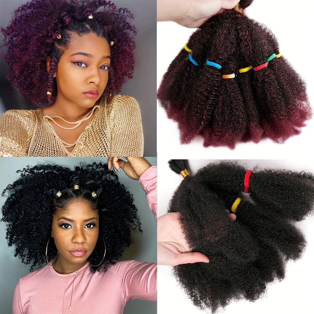 Afro Kinky Culry Kinky Bulk Hair Extension Synthetic Crochet - Temu