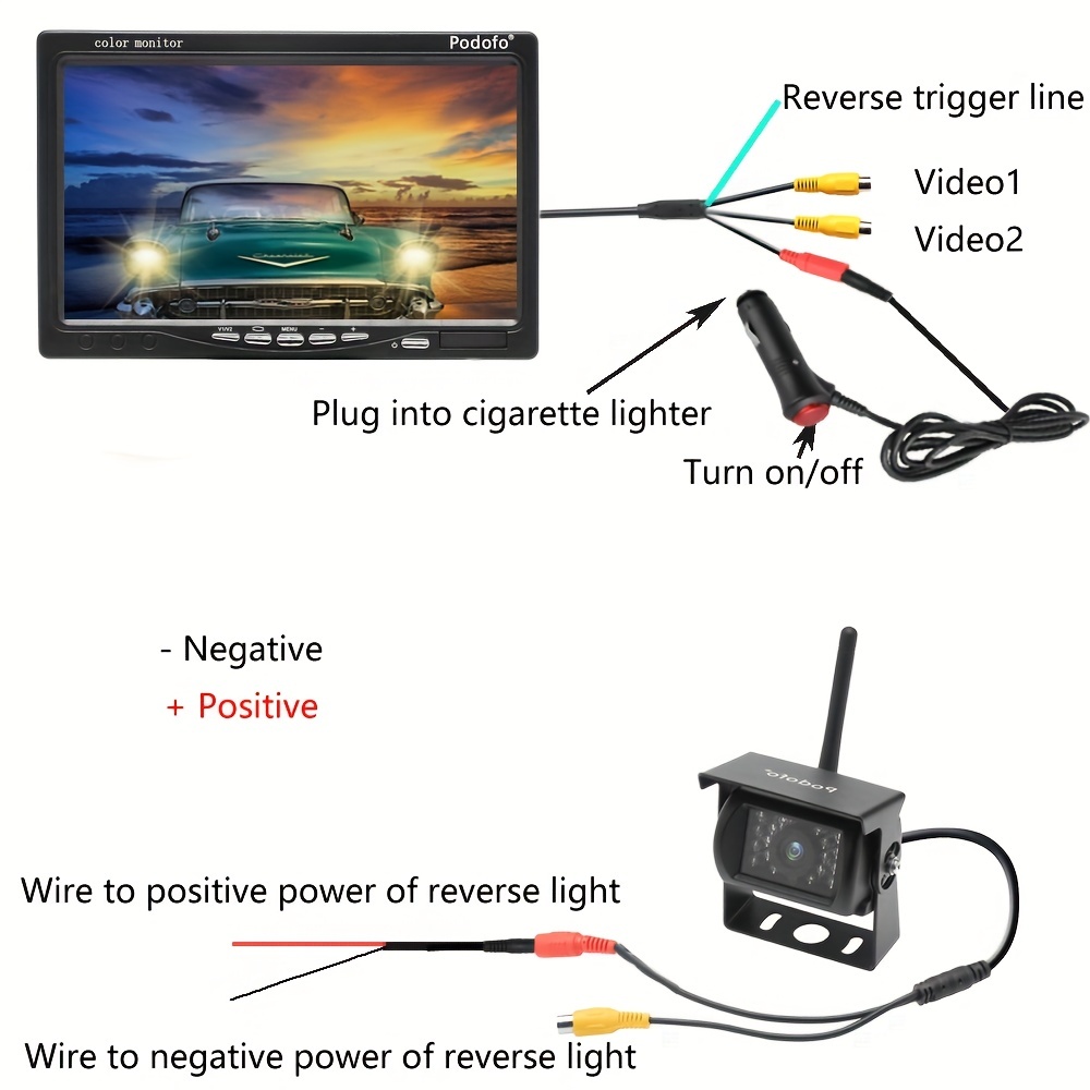 Hd Car Lcd Monitor Built in Wireless Ir Night Vision Rear - Temu