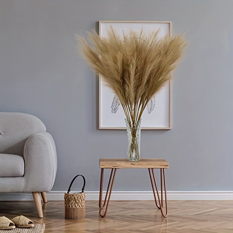 beigeok Faux Gold Boho Pampas Grass Decor,17.7 Artificial Pompous Grass  Branches for Home Room,Wedding Holiday Birthday Party Boho Kitchen