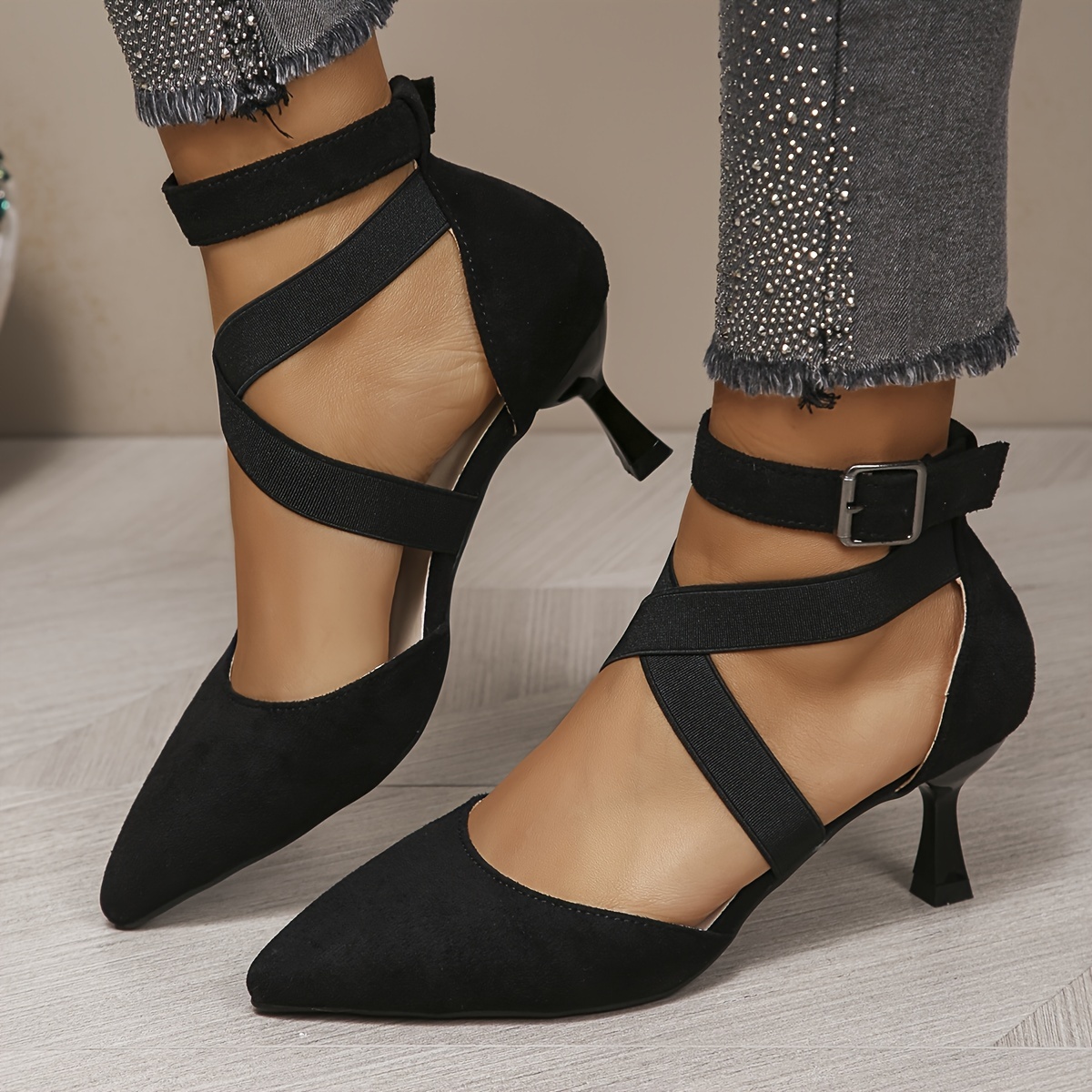 Solid Color Stiletto Heels Women s Elegant Point Toe Dress - Temu Canada