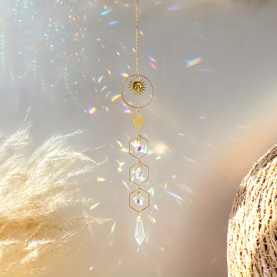 

1pc Crystal Sun Catcher, Wind Chime, Devil's Eye Crystal Pendant For Wedding Party Home Decoration Car Hanging Hanging Ornament Suncatcher, Photo Props, Outdoor Decor