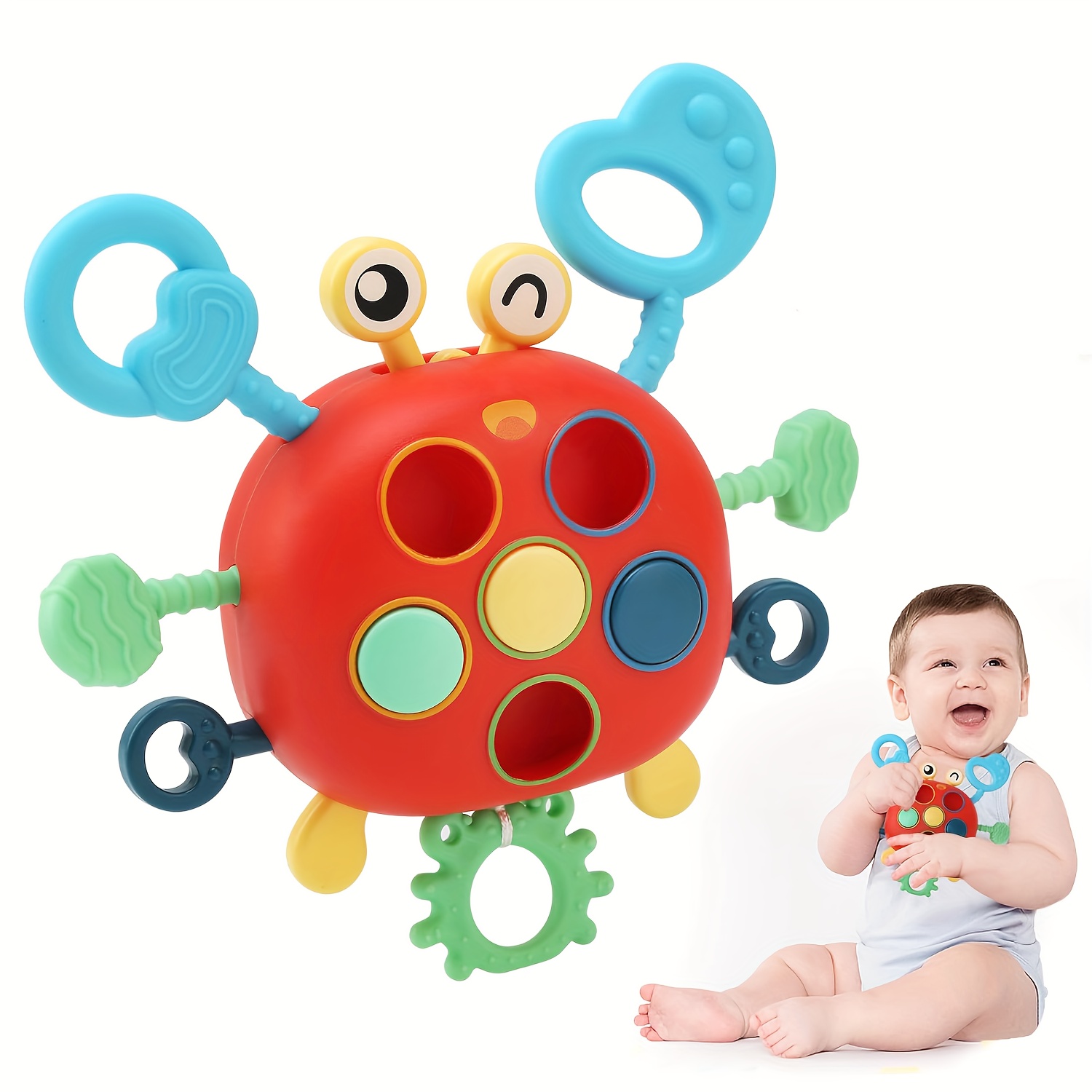 Juguetes Montessori para bebés 0 a 6 meses juegos cuerda tracción silicona  Juguetes Educativos niños pequeños mordedor sensorial