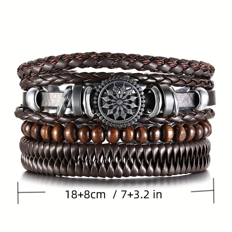 4pcs Vintage Leather Braided DIY Bracelet Set